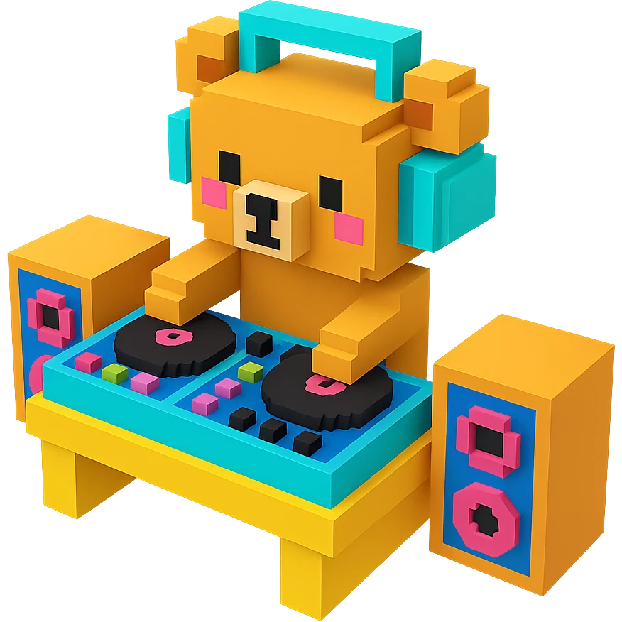 Сделай медведя у DJ-установки, no background emoji