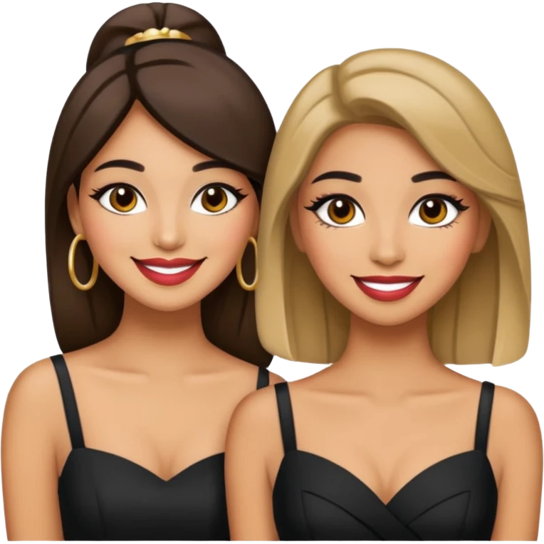 3 olive skin tone best friends. Glammed up, smiling  emoji