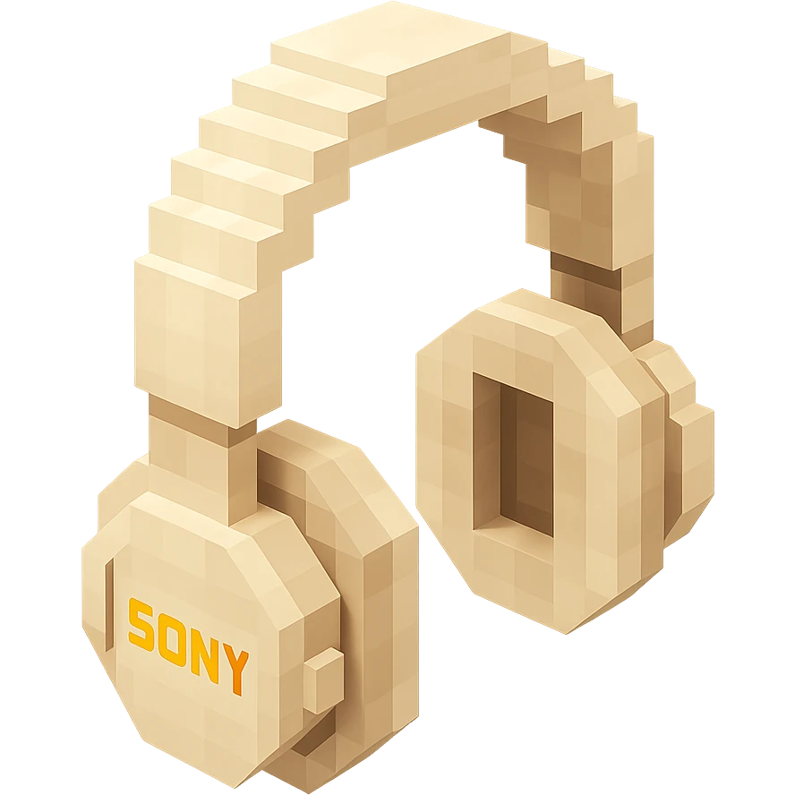 full-size Sony headphones, ivory color, isometric view emoji