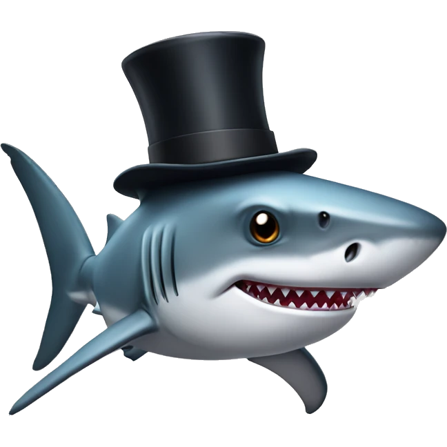 Shark with a top hat emoji
