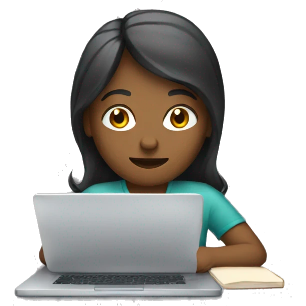 Student study on laptop emoji