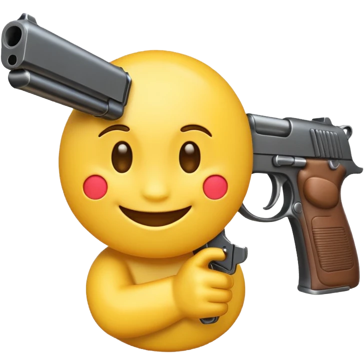 Yellow emoji with a gun emoji