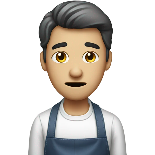 person wearing apron looking at phone facepalming emoji