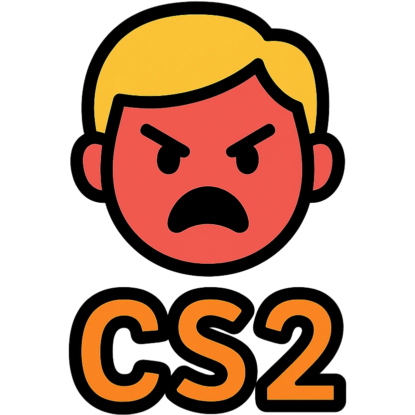 CS2 rage, stylized angry gamer face, bold and simple emoji