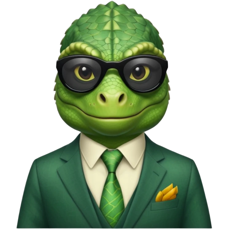 capitalist iguana banker godfather with black sunglasses emoji