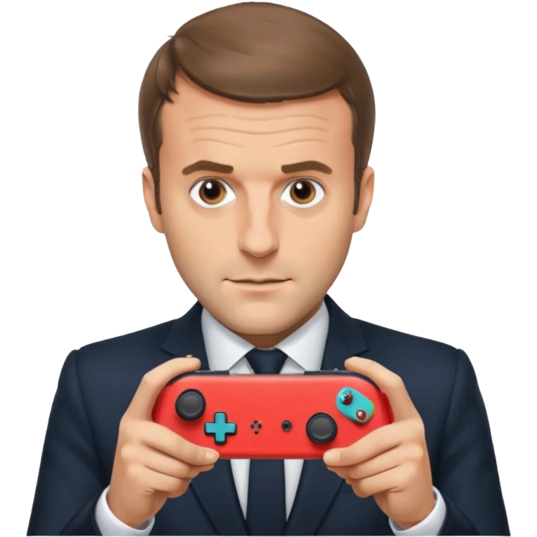 fais moi emmanuel macron avec une manete de switche dans les main emoji