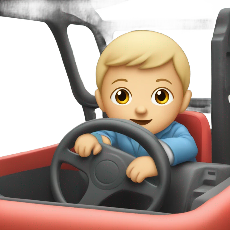 A baby driving a truck emoji