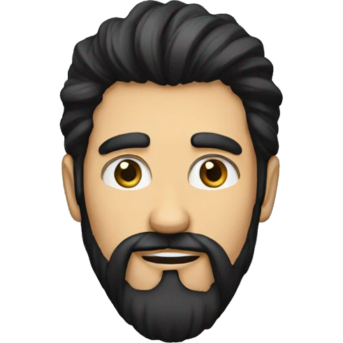 a guy with long, wild black hair and beard emoji