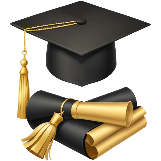 A graduation cap and diploma emoji