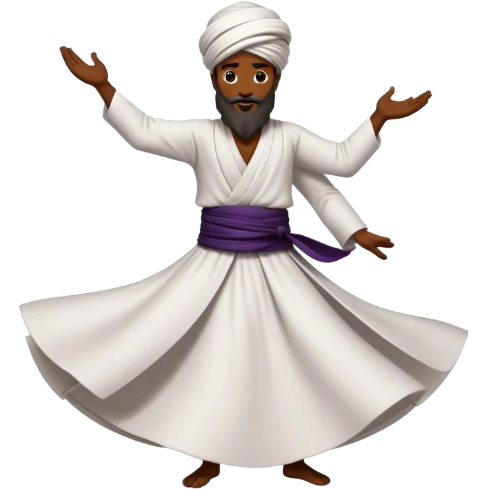 Cinematic Realistic Whirling Dervish Pop Culture Emoji, showcasing a mystical portrayal of traditional Sufi dance rendered with fluid textures and dynamic, spiritual lighting. emoji