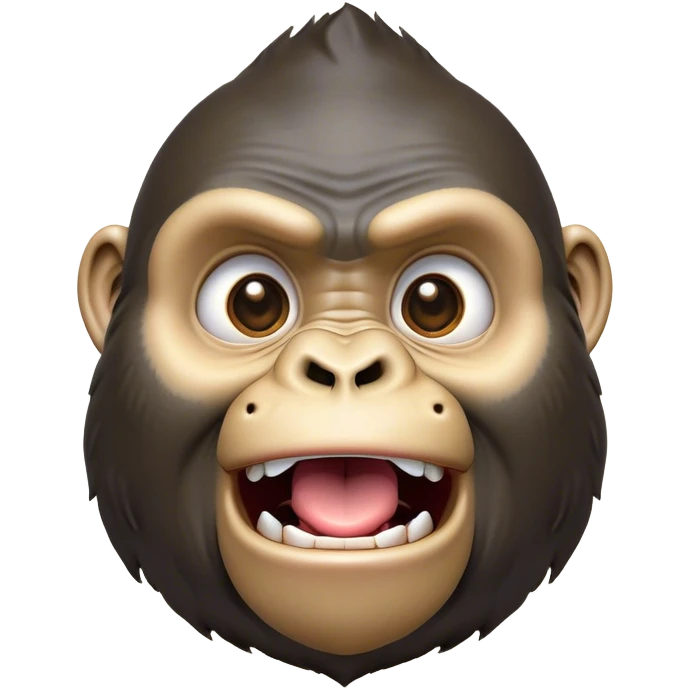 Cinematic Comical Gorilla Portrait Emoji, Head tilted dramatically with an exaggeratedly shocked expression, featuring a robust build with wide, comically expressive eyes full of humorous disbelief, Simplified yet hilariously expressive features, highly detailed, glowing with a slightly sassy jungle glow, high shine, dramatic yet playful, stylized with an air of quirky primate attitude, soft glowing outline, capturing the essence of a meme-worthy gorilla that appears ready to side-eye its way into viral fame! emoji