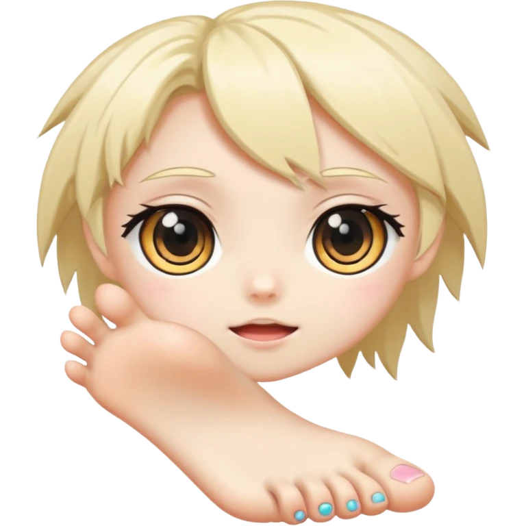 A foot With Anime Eyes in Chibi Sticker style emoji
