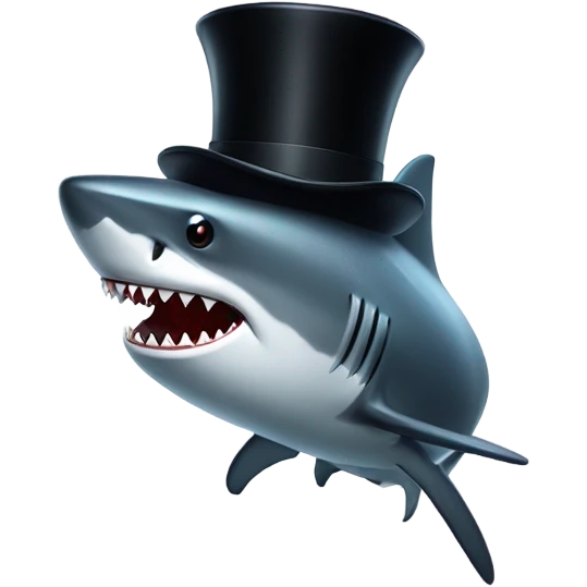 Shark with a top hat emoji