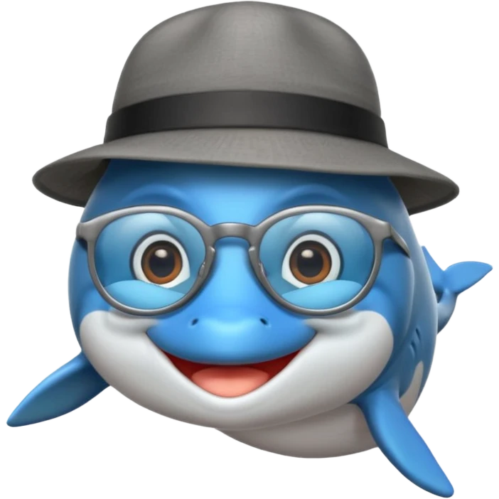 dolphin wearing glasses and a hat emoji