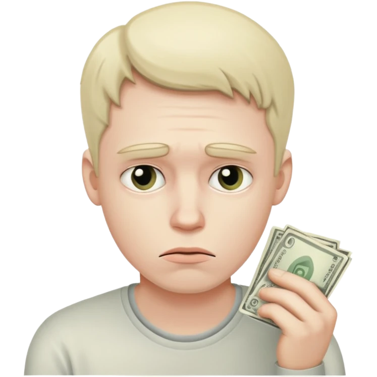 sad man thinking about money emoji