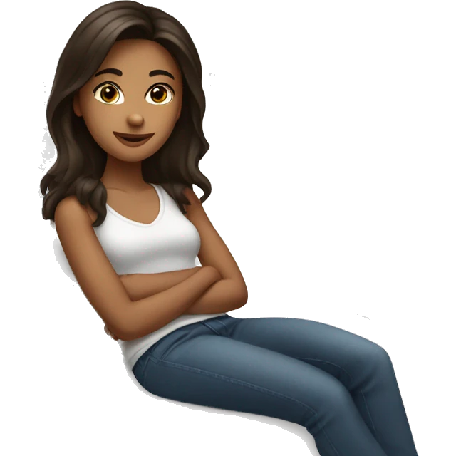 Brunette sitting on a bed emoji