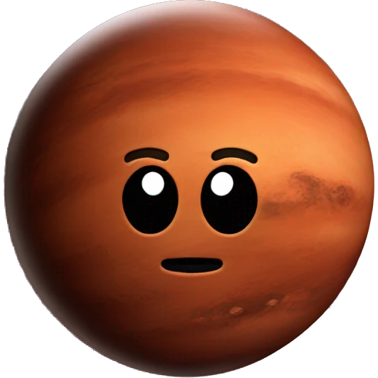 Red planet with with play button emoji