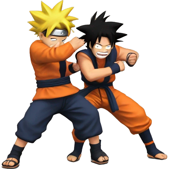 Naruto y goku peleando emoji