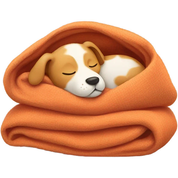 Ginger dog sleeping in a cozy blanket emoji