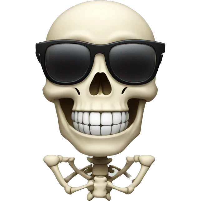 Skeleton dank smile with black glasses emoji