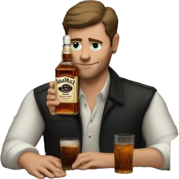 white guy drinking jack daniels at bar emoji