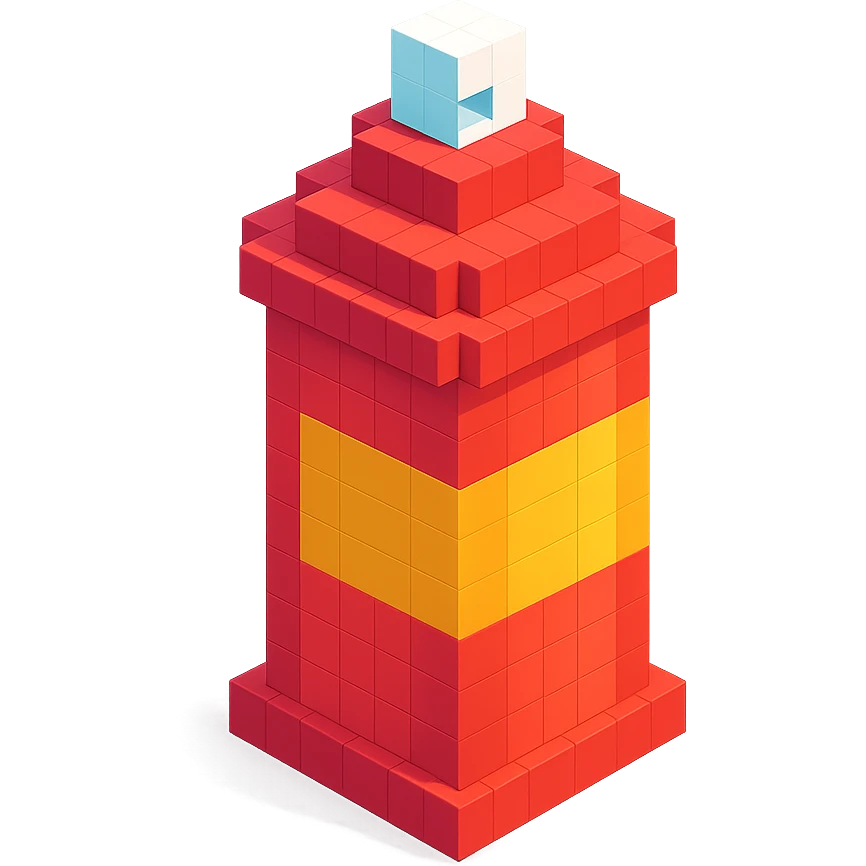 voxel style isometric spray paint can, red color emoji