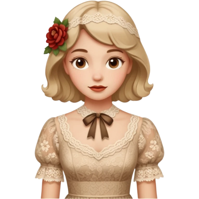 Cottagecore style realistic highly detailed with vintage material dress emoji