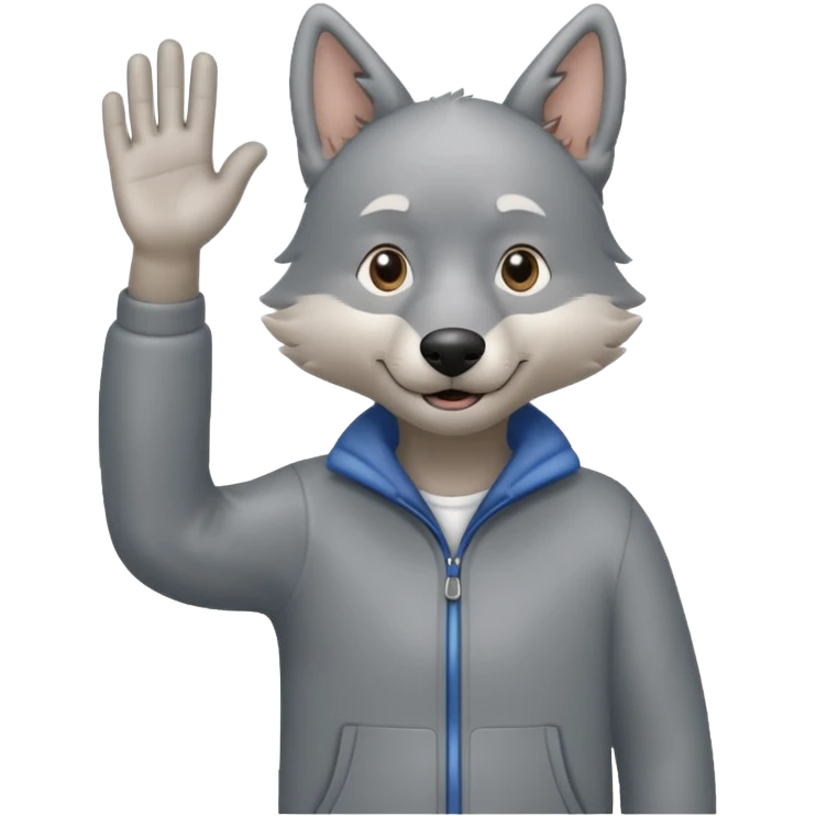 grandpawolf wholebody standing and waving his hand emoji