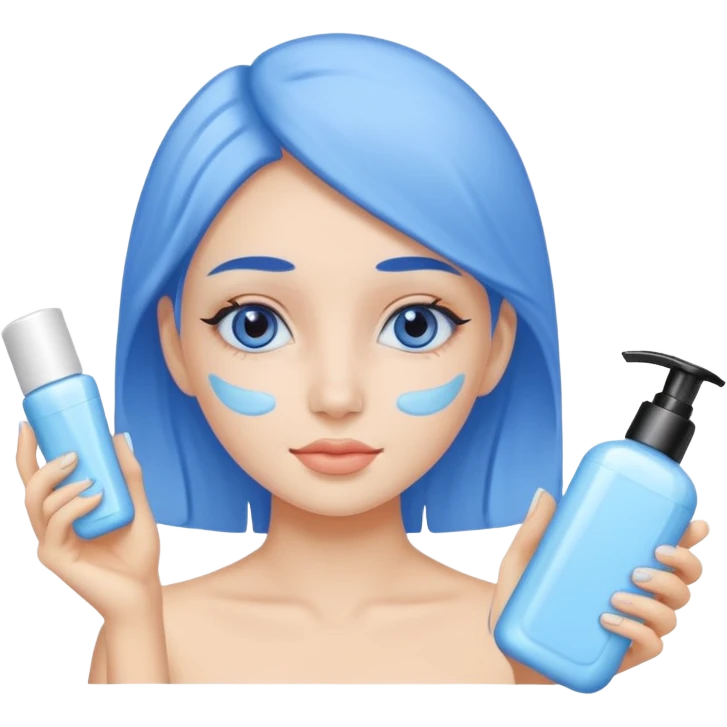 Cute blue girls skincare emoji