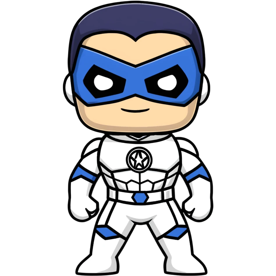 superhero funko pop style cartoonish sticker emoji