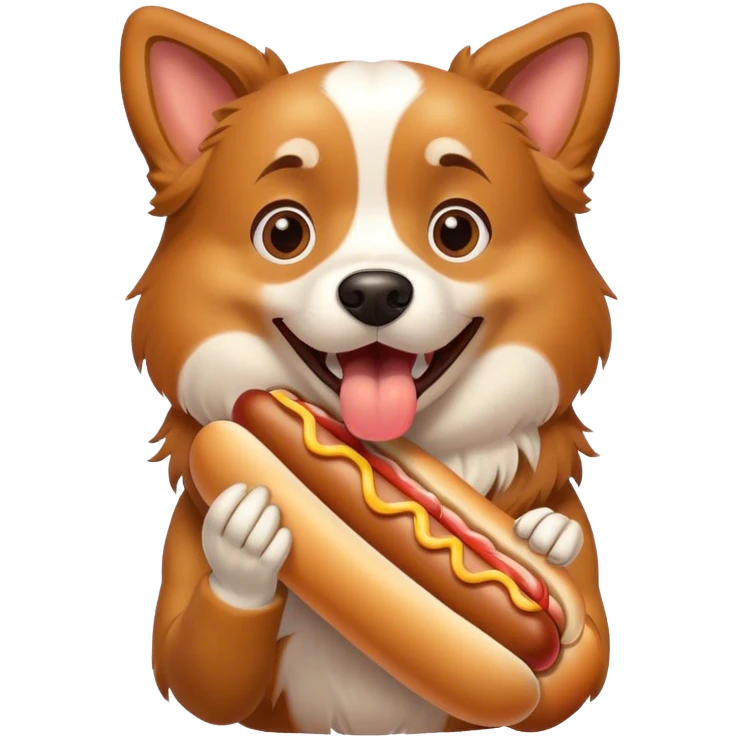 dog eating hot dog emoji