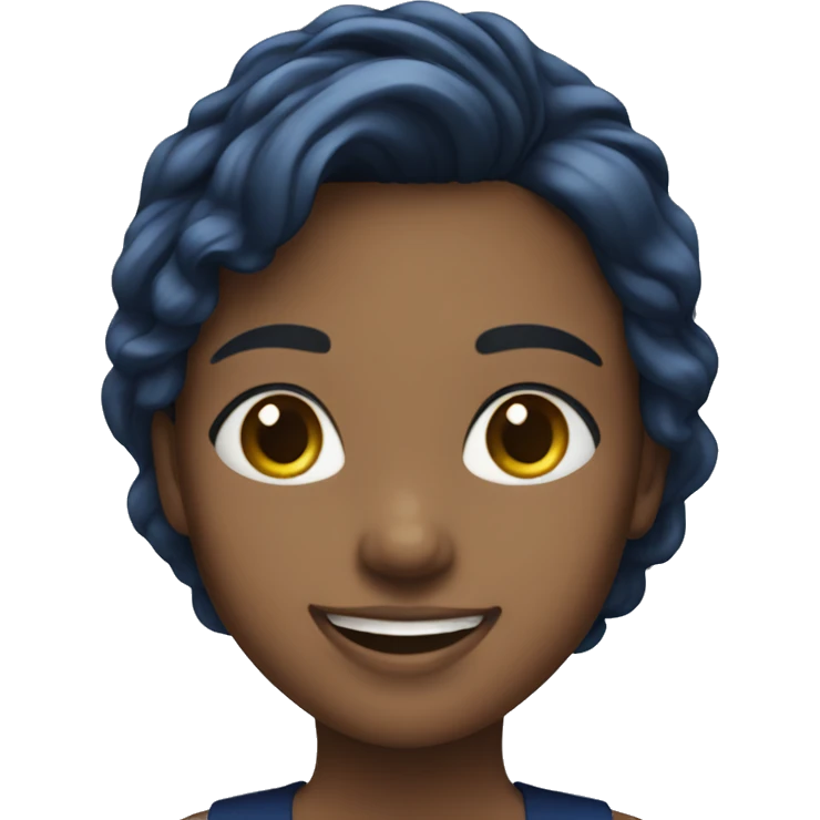 smiling girl in navy blue dress emoji