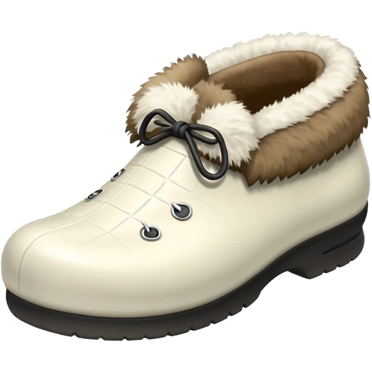 white crocks with fur lining in white color emoji