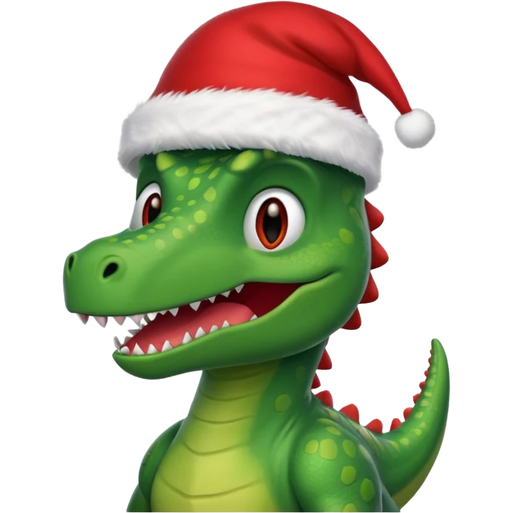 dinosaur with a christmas hat emoji