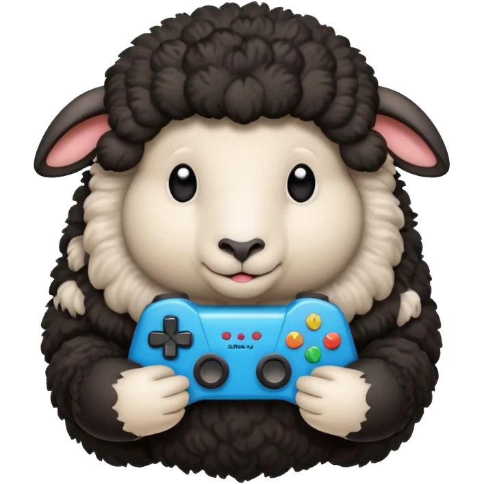 black sheep holding a controller emoji