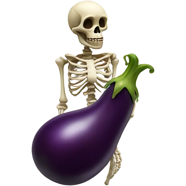 Skeleton with eggplant emoji