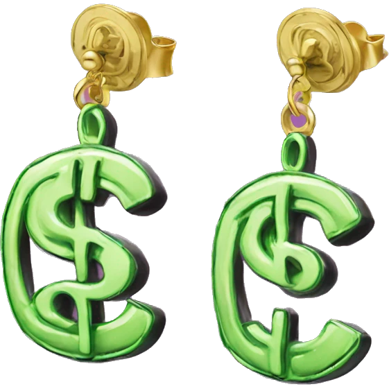 $ dollar  symbol earings emoji