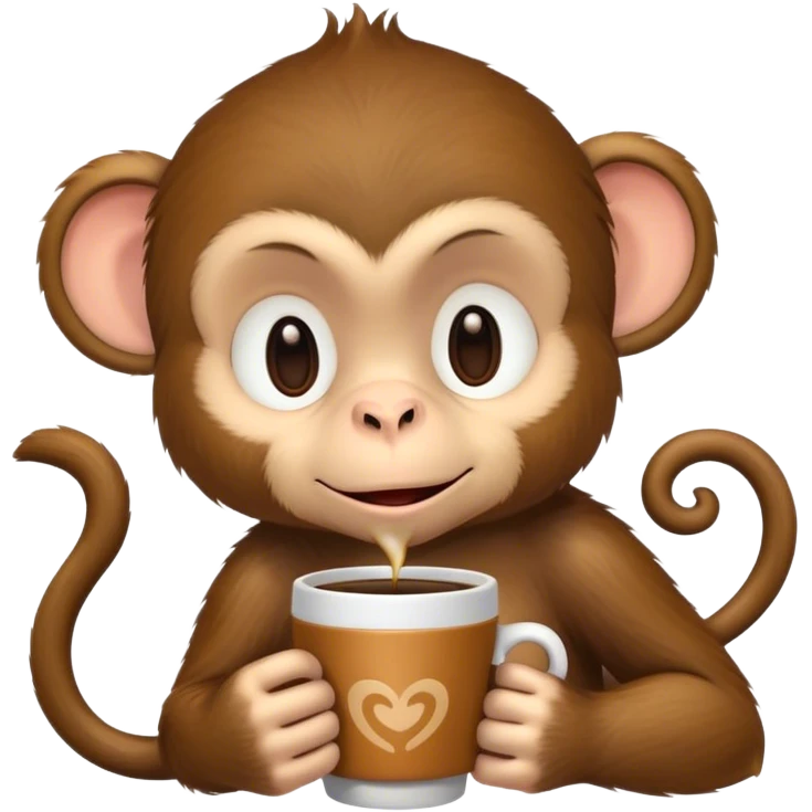 Cute sleepy Monkey with a coffee emoji