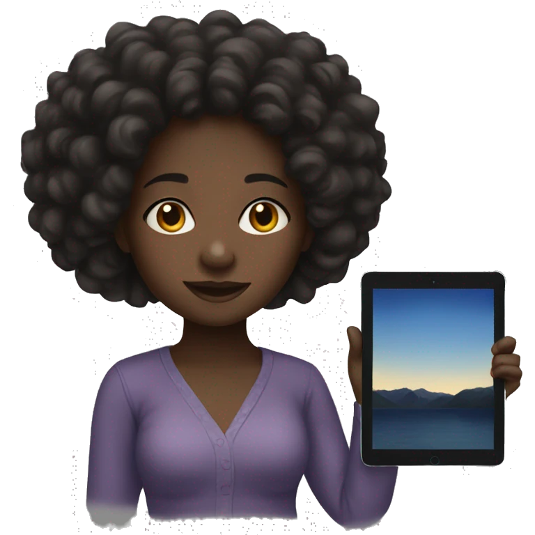 Black girl with iPad emoji