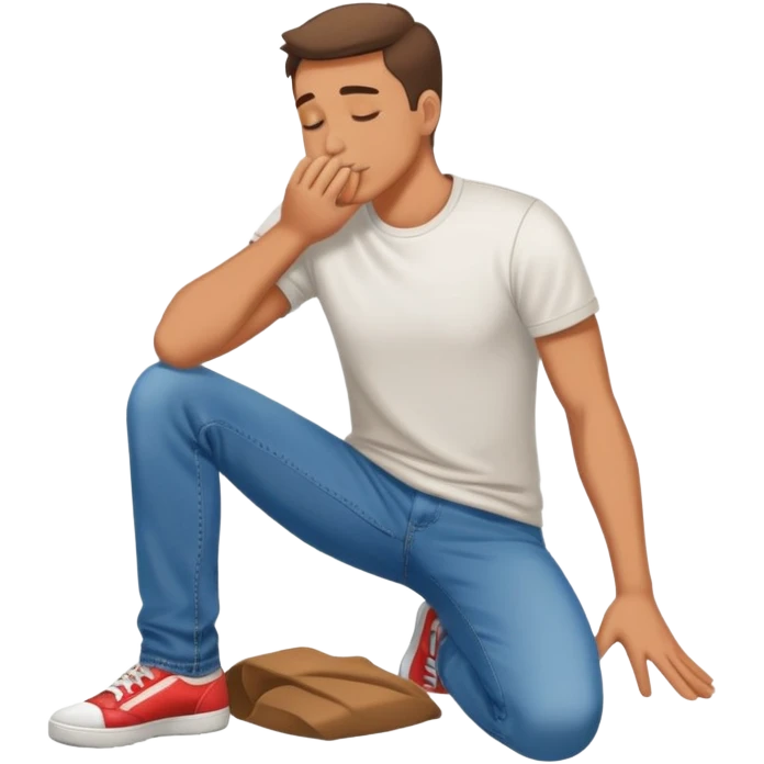 fully clothed man kissing the ground emoji