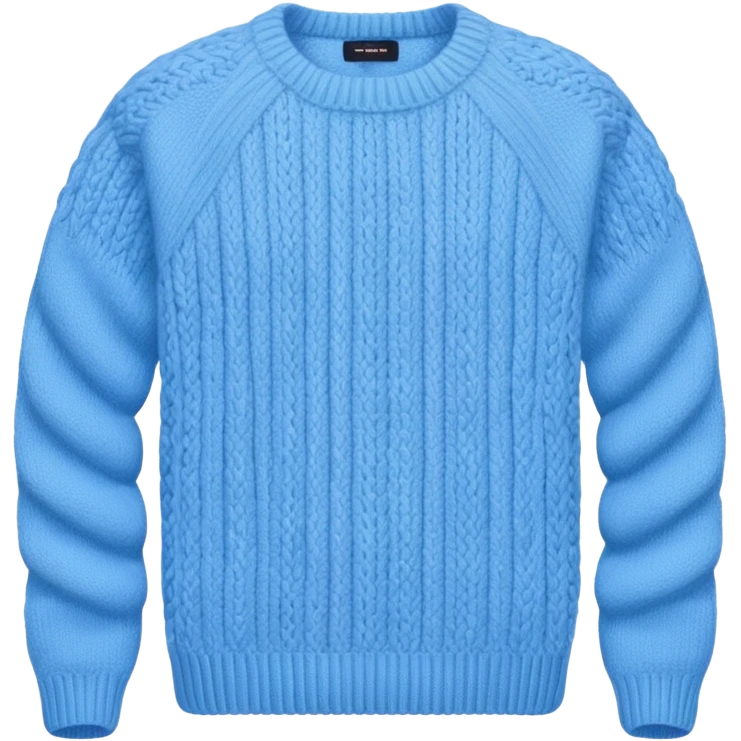 sky-blue knitted wool sweater. emoji
