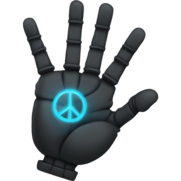 black robotic peace sign hand emoji