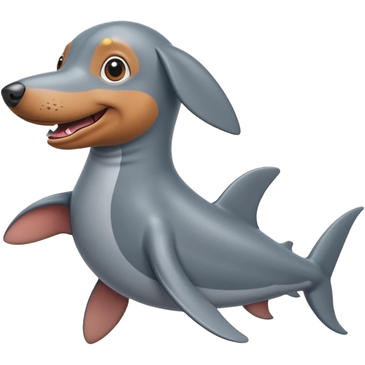 A dachshund that is a shark emoji