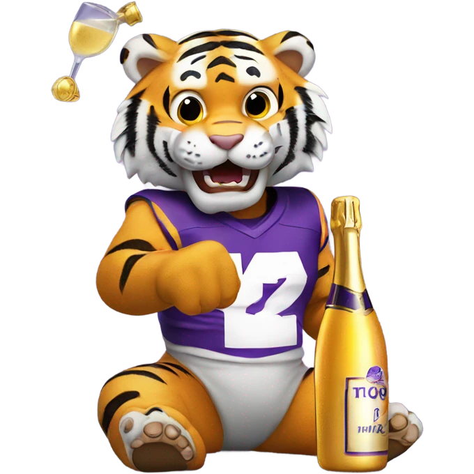 LSU Mike the Tiger popping champagne bottle emoji