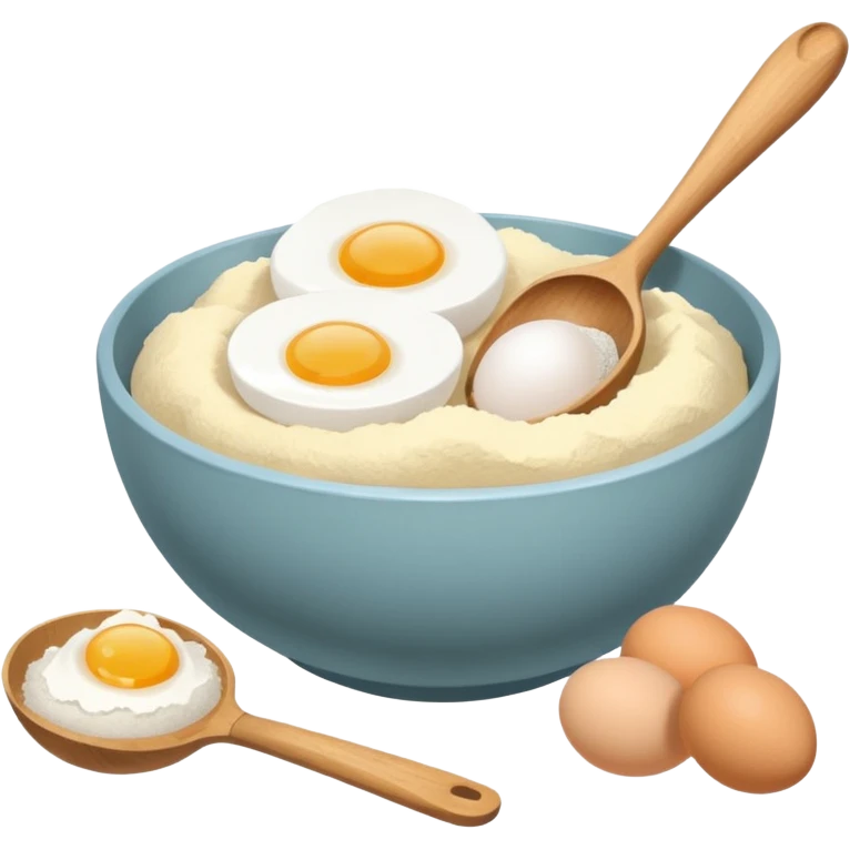 baking ingredients next to a mixing bowl emoji