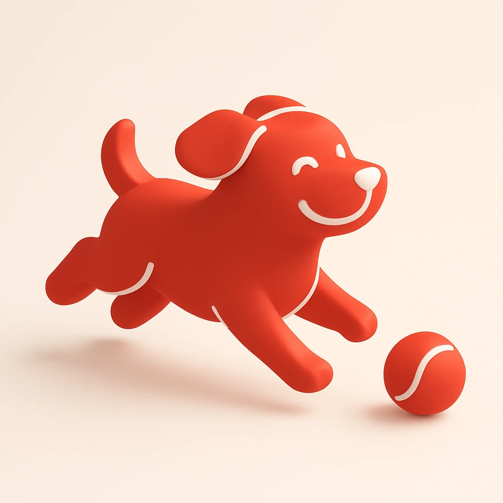 happy dog running after ball emoji