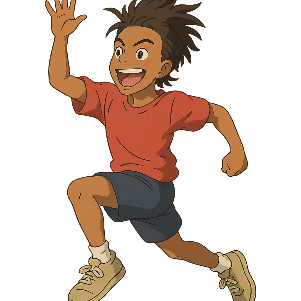 ghibli style animated lively pose of IShowSpeed emoji