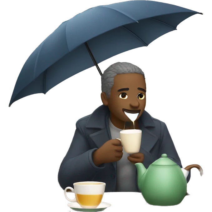 drinking tea with umbrella emoji