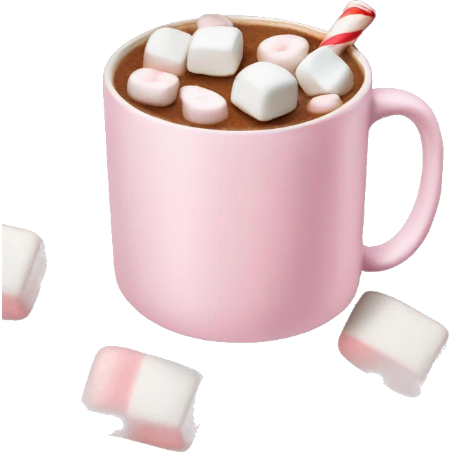 Light Pink mug of hot chocolate with marshmallows  emoji