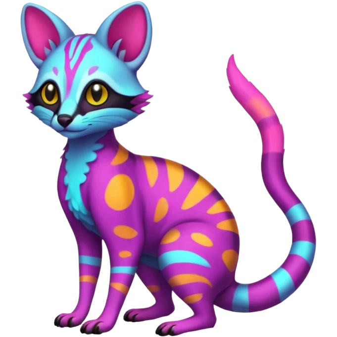  randomly colored colorful cute neon-colored brightly colored Fakémon-Fionbri-Vernid-Genet-creature with markings (full body) emoji